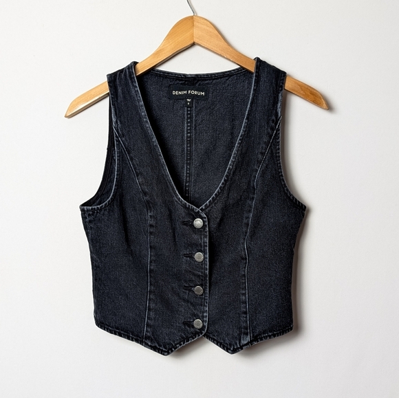 DENIM FORUM The '90s Mia Denim Vest Black Eyeliner Jean S Aritzia - Picture 9 of 12